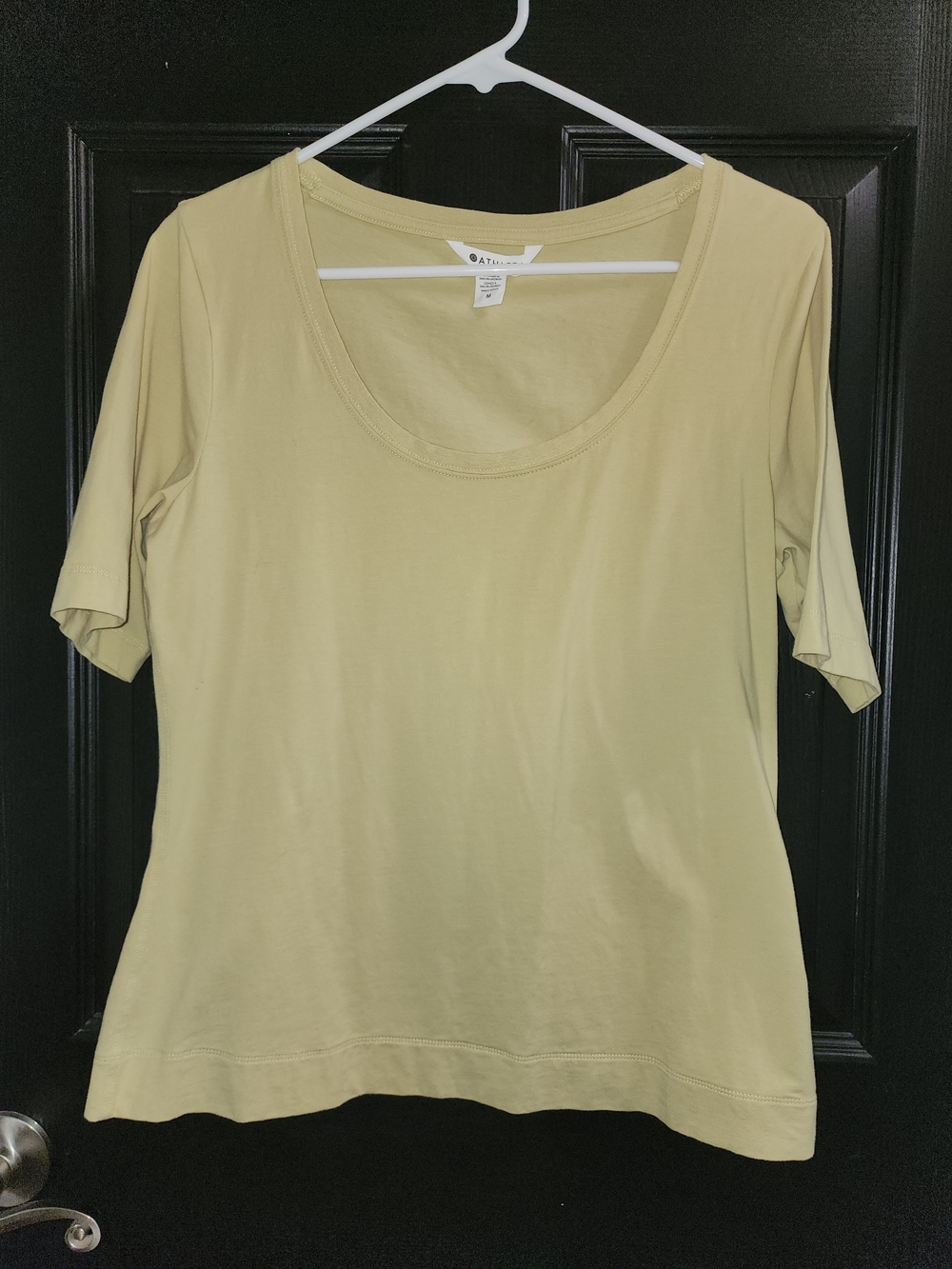 Athleta Women's Short Sleeve Scoop Neck Top in Pale Yellow